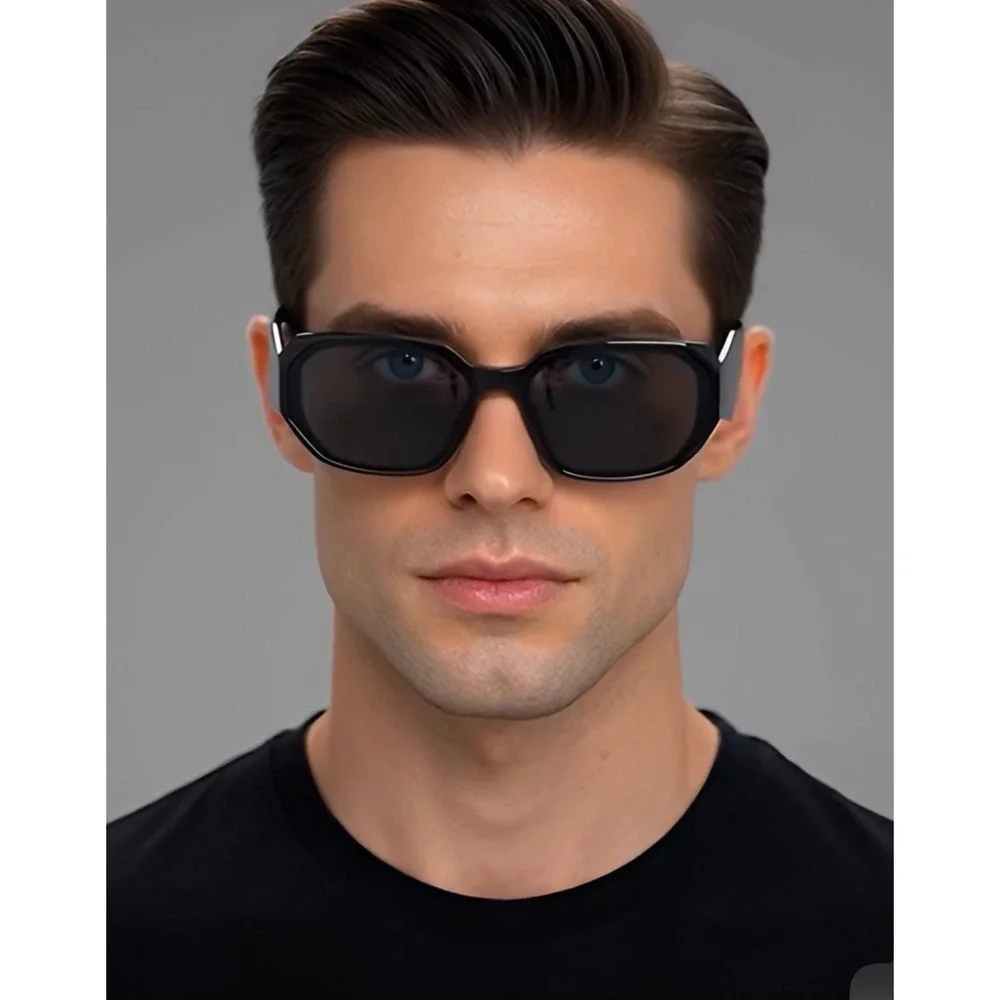 Sunglasses Men's Fashion Square Dark Black Lens Cholo Gangs Rapper Shades HipHop